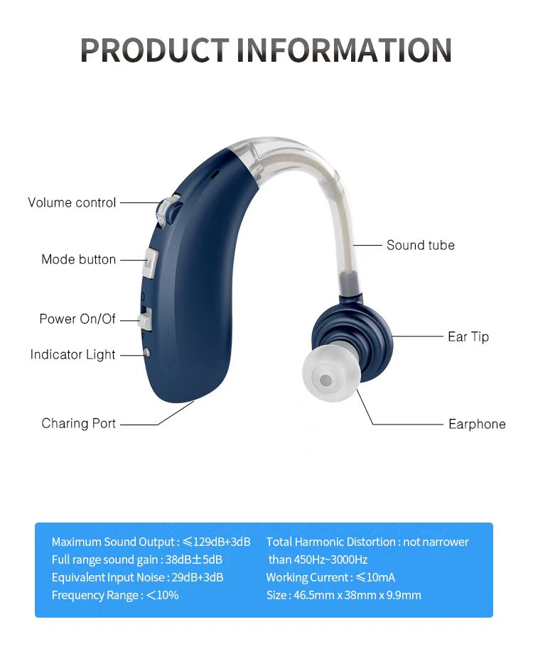 New design BTE Hearing Aid Rechargeable Blue-tooth Hearing Aids Bluetooth Amplifier